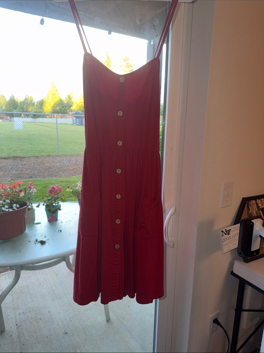 Red Button-Front Sundress with Pockets - Women